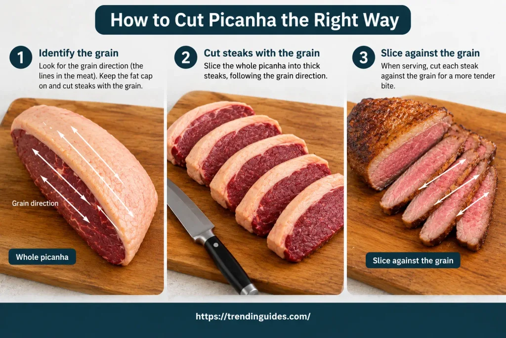 Picanha grain direction and slicing guide