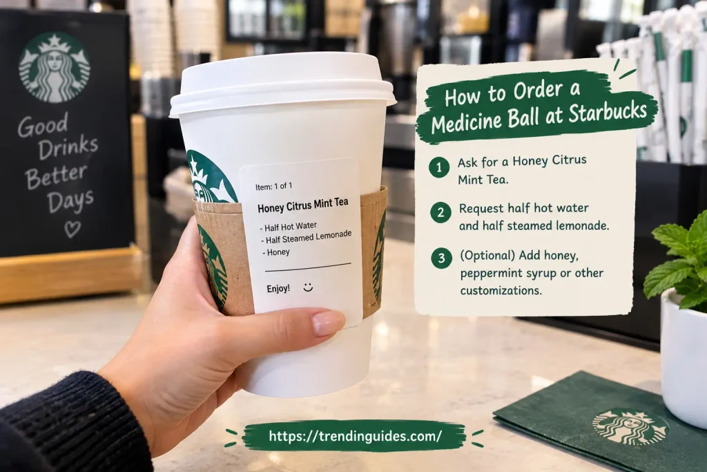 Ordering a warm tea at Starbucks