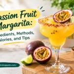 Passion fruit margarita ingredients with tequila, lime and puree