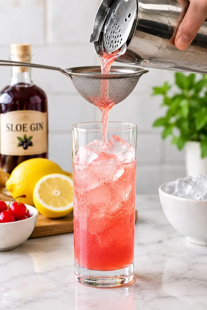 Strain Into a Collins Glass