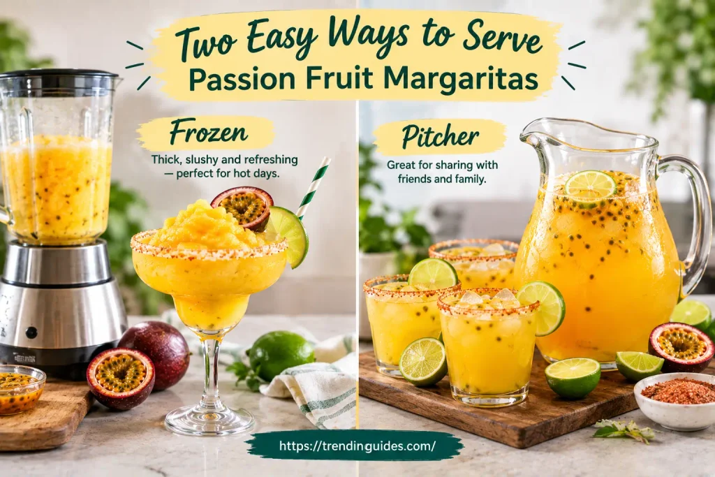 Frozen and pitcher passion fruit margaritas