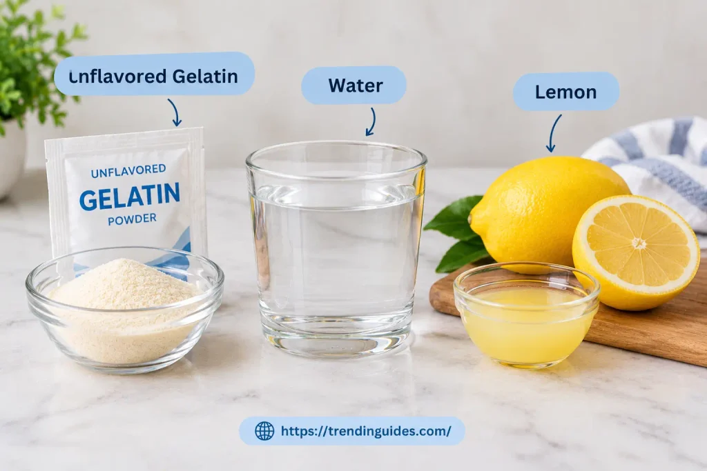 Three ingredients for the gelatin drink