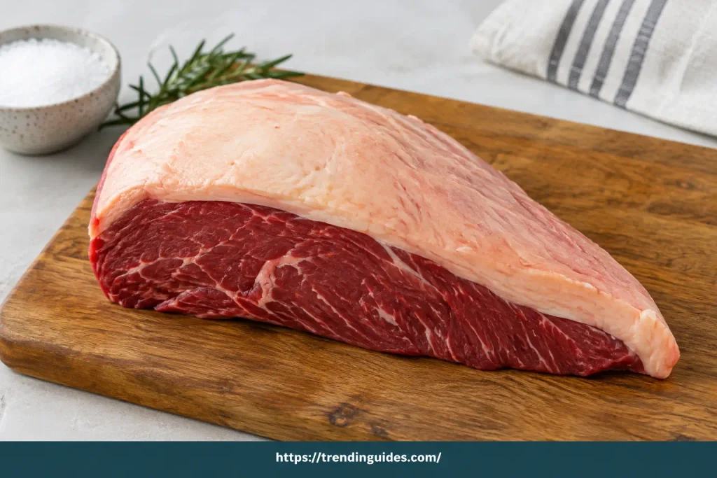 Raw picanha with a thick fat cap