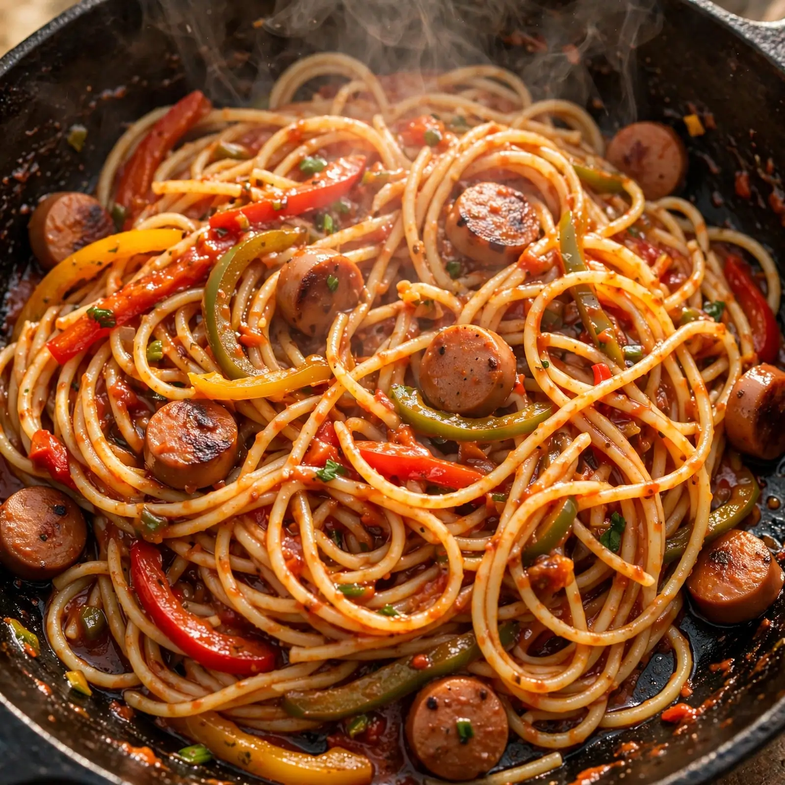 Easy Haitian Spaghetti (Espageti) with Frankfurters