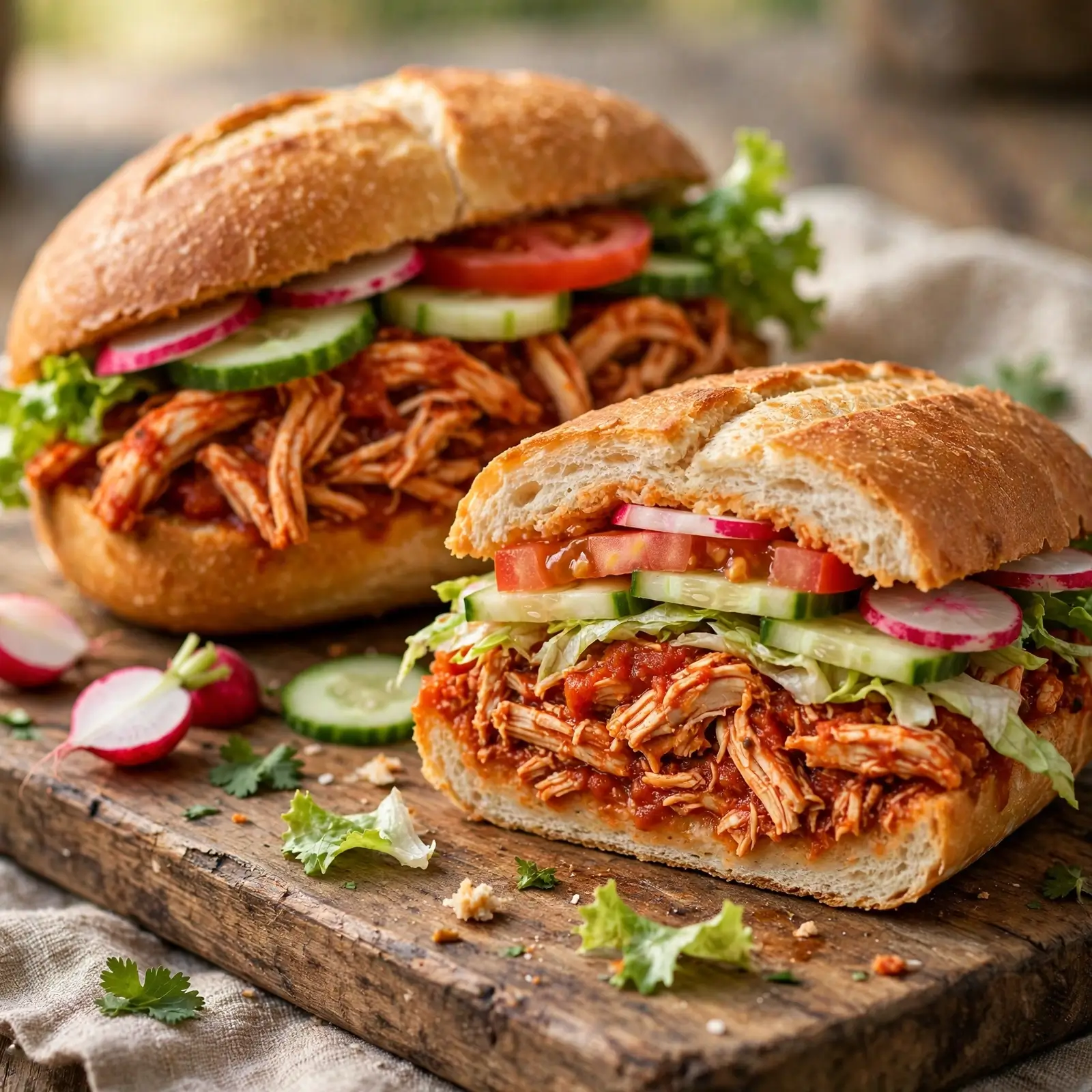 Pan con Pollo Salvadoreño (Salvadoran Chicken Sandwich)